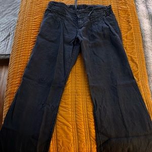 Athleta Lagoon Linen Pants Asphalt Wide Leg TALL